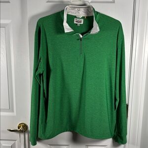 Straight Down Long Sleeve Quarter Zip Pullover Embroidered Golf Logo Green XXL